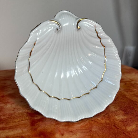 Other - Vintage White and Gold Porcelain Sea Shell Dish - Number Marking 9646